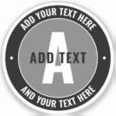 Fett bearbeitbarer Text und Monogramm | Schwarz &  Aufkleber (Vorderseite)