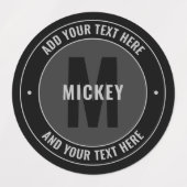 Fett bearbeitbarer Text und Monogramm | Schwarz & Etiketten (Design 1)