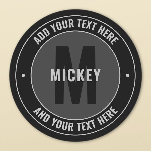 Fett bearbeitbarer Text und Monogramm | Schwarz & Etiketten