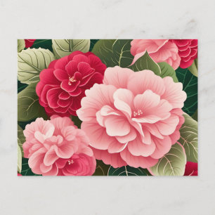 Fett Begonia Leaf und Blume Muster Postkarte