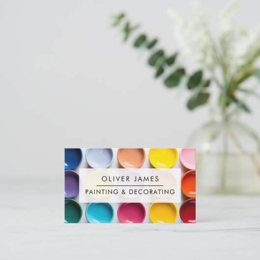 Fett bemalte Farbtöpfe Künstlermaler oder Dekorato Visitenkarte (Stehend Vorderseite)