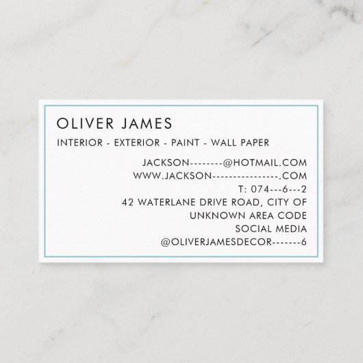 Fett bemalte Farbtöpfe Künstlermaler oder Dekorato Visitenkarte (Rückseite)