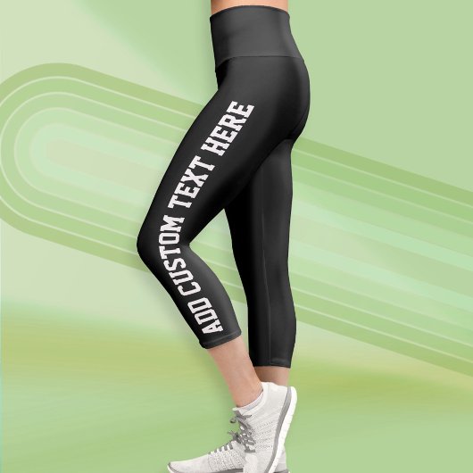Fett benutzerdefinierter weißer Text mit schwarzem Capri Leggings