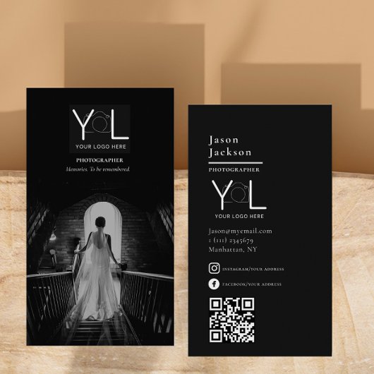 Fett Black Fotograf QR Code Social Media Foto Visitenkarte