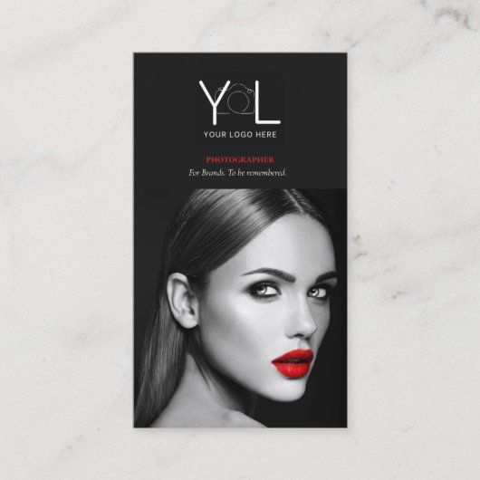 Fett Black Fotograf QR Code Social Media Foto Visitenkarte (Vorderseite)