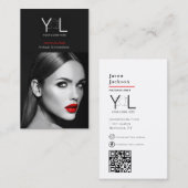 Fett Black Fotograf QR Code Social Media Foto Visitenkarte (Vorne/Hinten)