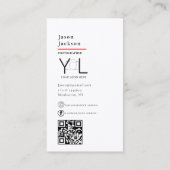 Fett Black Fotograf QR Code Social Media Foto Visitenkarte (Rückseite)