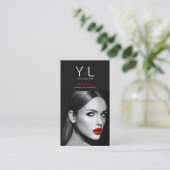 Fett Black Fotograf QR Code Social Media Foto Visitenkarte (Stehend Vorderseite)