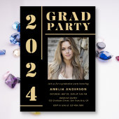 Fett Black Gold Typografy Foto Graduation Party Einladung