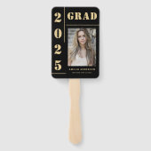 Fett Black Gold Typografy Foto Graduation Party Fächer (Rückseite)