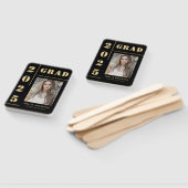 Fett Black Gold Typografy Foto Graduation Party Fächer (Non-assembled)