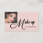 Fett Black Script Errötend Rosa Foto Make-up Gesch Visitenkarte (Vorderseite)