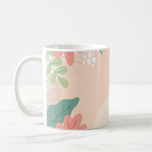 Fett blättrige Grafik in Grün- und Orangetönen Kaffeetasse