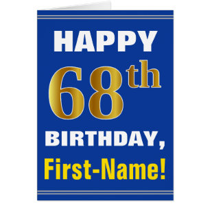 Fett, blau, Imitate Gold 68. Geburtstag mit Name C