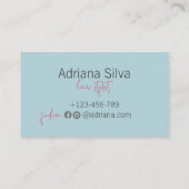 Fett blau mit rosa Haar Stylist Visitenkarte (Rückseite)