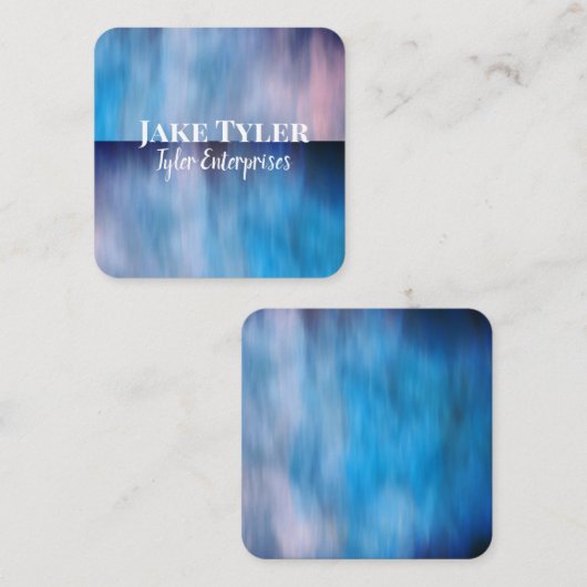 fett-blau-modern bemalt Design künstlerische Gewoh Quadratische Visitenkarte (Vorne/Hinten)