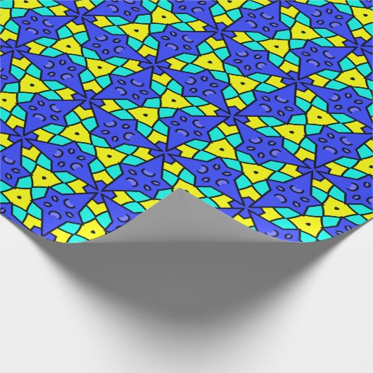 Fett Blau, Türkis und Gelb Geometrie Geschenkpapier (Ecke)