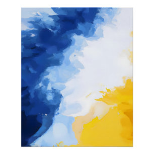 Fett Blau und Gelb Abstrakter Fluss Poster