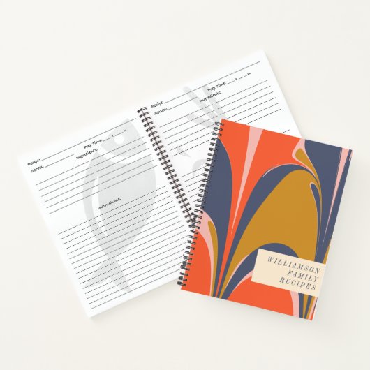 Fett Blau und Gold abstrakte Design Custom Reecipe Notizblock (Innenseite)