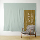 Fett Blau und Olive Custom Wedding Foto Hintergrun Wandteppich (Beispiel (Horizontal))