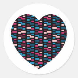 Fett Blau und Rosa City Style Muster Herz Runder Aufkleber