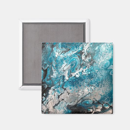 Fett Blau und Schwarz Abstrakt Magnet (Vorderseite/Rückseite)