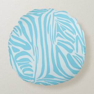 Fett Blau und Weiß Zebra Druck Rundes Kissen