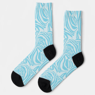 Fett Blau und Weiß Zebra Druck Socken