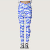Fett Blau Weiß Batik Circle Block Print Abstrakt Leggings (Vorderseite)