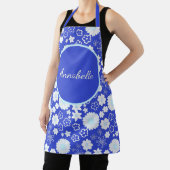 Fett Blau Weiße Blume Blumenmuster benannt Schürze (InSitu)