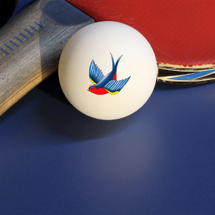 Fett Blaue Traditionelle Schwalben-Tätowierung im  Tischtennisball