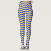 Fett blaue und goldene Streifen Leggings (Vorderseite)