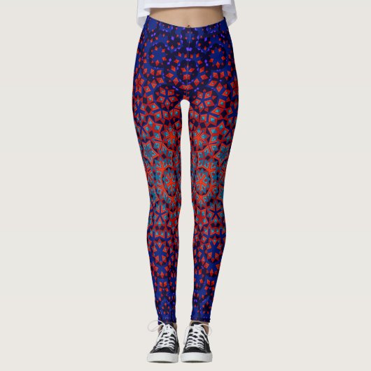Fett blaue und rote Leggings (Vorderseite)