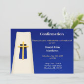 Fett blauer Heiliger Kreuz Bestätigung Einladung (Stehend Vorderseite)