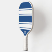 Fett blauer moderner Streifen Personalisierter ben Pickleball Schläger (Links)