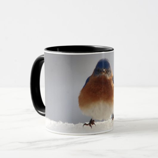 Fett-Blauer Vogel Tasse (Vorderseite Links)