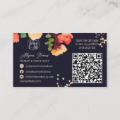 Fett blaues Blütengoldmakeup Haar Logo qr Code Visitenkarte (Rückseite)