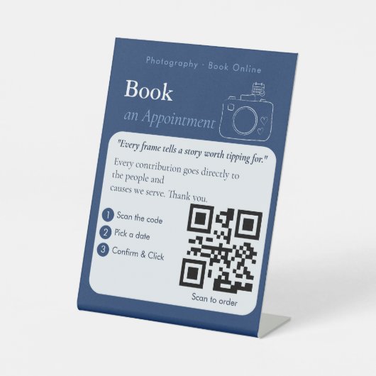Fett Blaues Buch Jetzt QR-Code-Schild | Termine  Sockelschild (Vorderseite)
