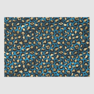 Fett Blaues Leopardenmuster   Glamouröses Tiermust Seidenpapier