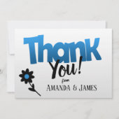 Fett blaues Logo mit Clipart-Blume - Vielen Dank Save The Date (Vorderseite)