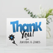 Fett blaues Logo mit Clipart-Blume - Vielen Dank Save The Date (Stehend Vorderseite)