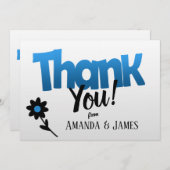 Fett blaues Logo mit Clipart-Blume - Vielen Dank Save The Date (Vorne/Hinten)