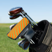 Fett blaues, orangefarbenes und gelbes Streifenmus Golf Headcover (In Situ)