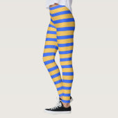 Fett blaues und goldfarbenes, horizontales Streife Leggings (Links)