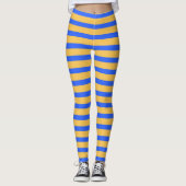 Fett blaues und goldfarbenes, horizontales Streife Leggings (Vorderseite)