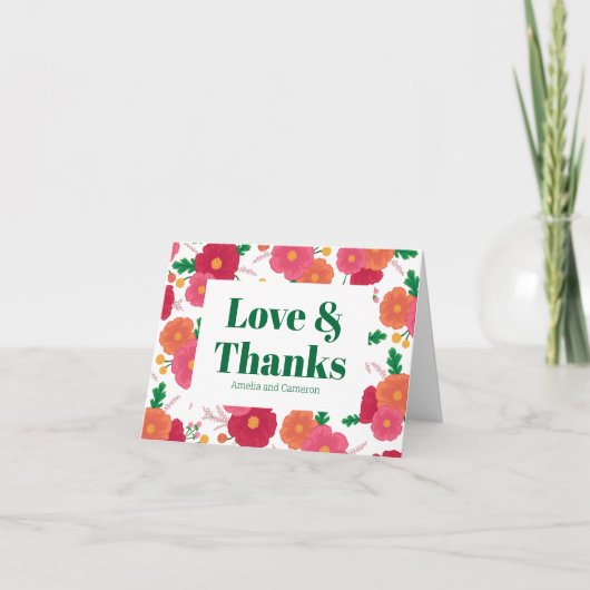 Fett Blooms Hochzeit geklappt Dankeschön Karte (Vorderseite)