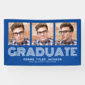 Fett Blue 3 Graduate Foto Abschluss Banner (Horizontal)