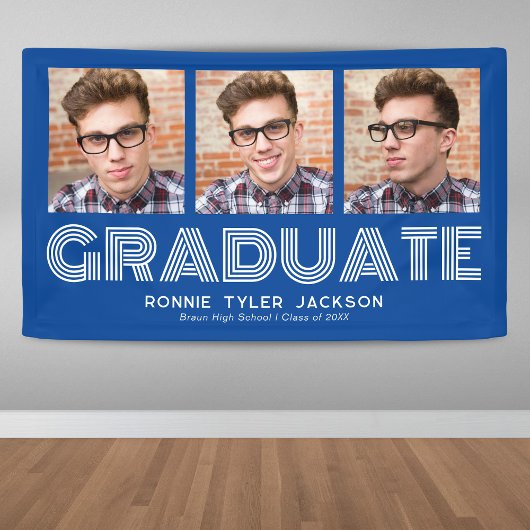 Fett Blue 3 Graduate Foto Abschluss Banner
