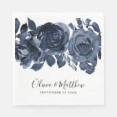 Fett Blue Floral Hand Lettering Wedding Serviette (Vorderseite)