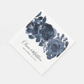 Fett Blue Floral Hand Lettering Wedding Serviette (Ecke)